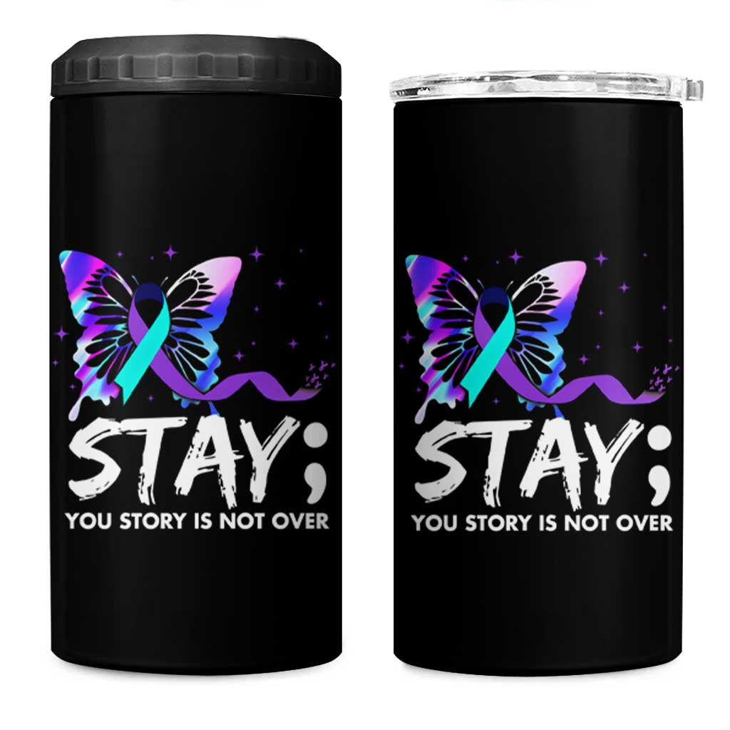 Suicide Prevention Awareness 4 in 1 Can Cooler Tumbler Teal Purple Ribbon Sunflower We Are All Broken That's How the Light Gets In Therapist Psychologist - Wonder Print Shop