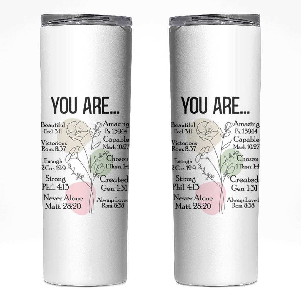 Christian Skinny Tumbler Religious Self Care Inspiration Gifts Inspirational Scripture Cup with Bible Verse