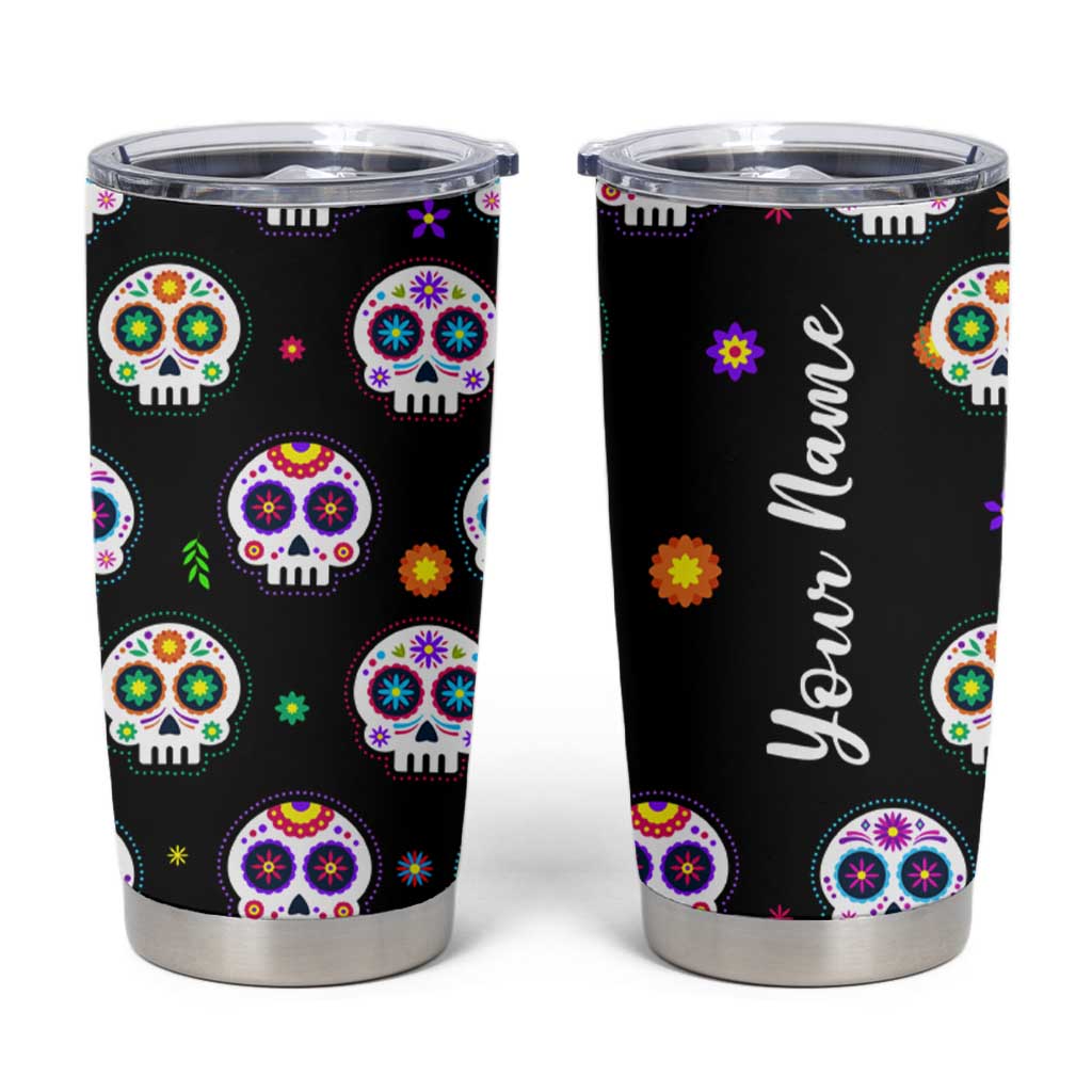 Personalized Sugar Skull Tumbler Cup Custom Name Día De Los Muertos Day Of The Dead Halloween Gift