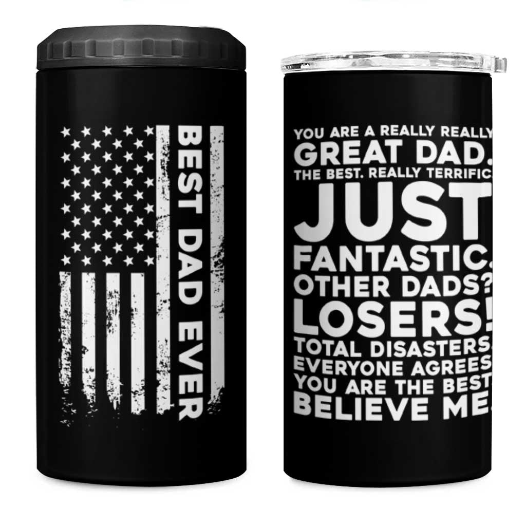 Christmas Gifts for Dad 4 in 1 Can Cooler Tumbler Best Dad Ever American US Flag Father's Day - Wonder Print Shop