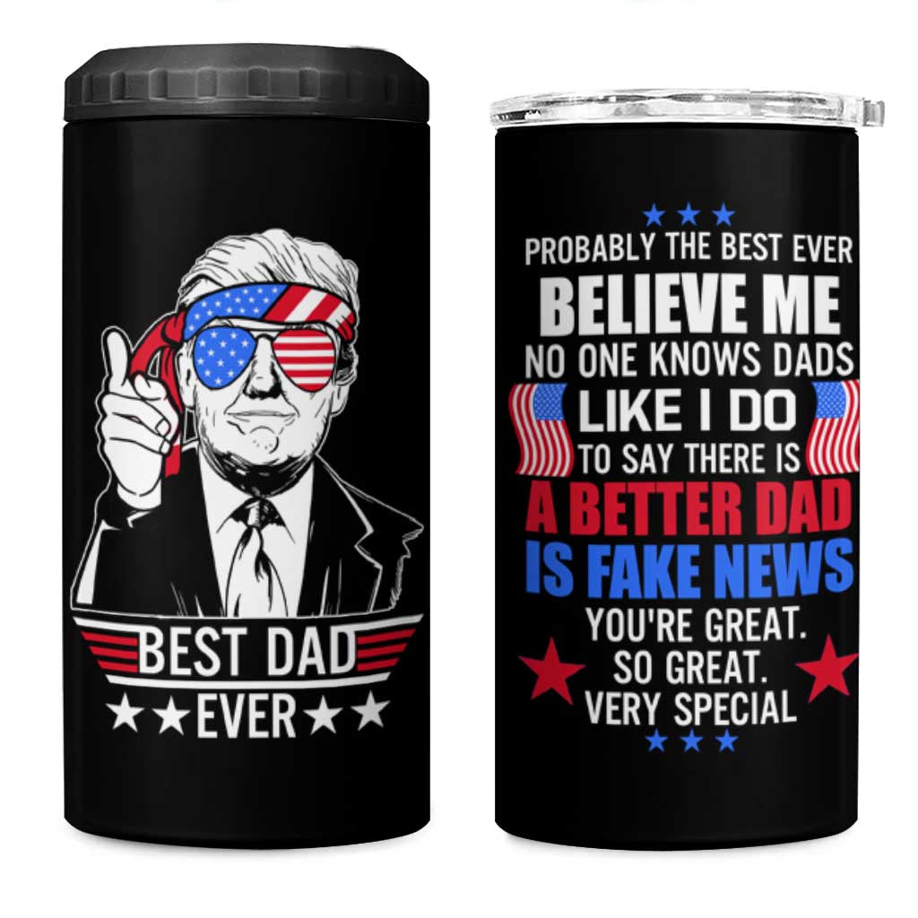 Christmas Gifts for Dad 4 in 1 Can Cooler Tumbler Best Dad Ever American Flag - Wonder Print Shop