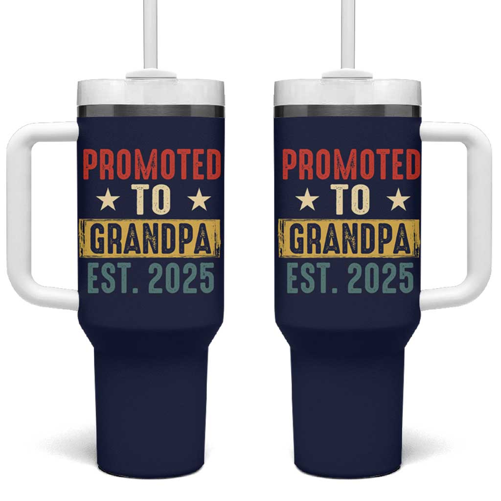 New Granddad Tumbler With Handle Promoted To Grandpa Est.2025 Vintage