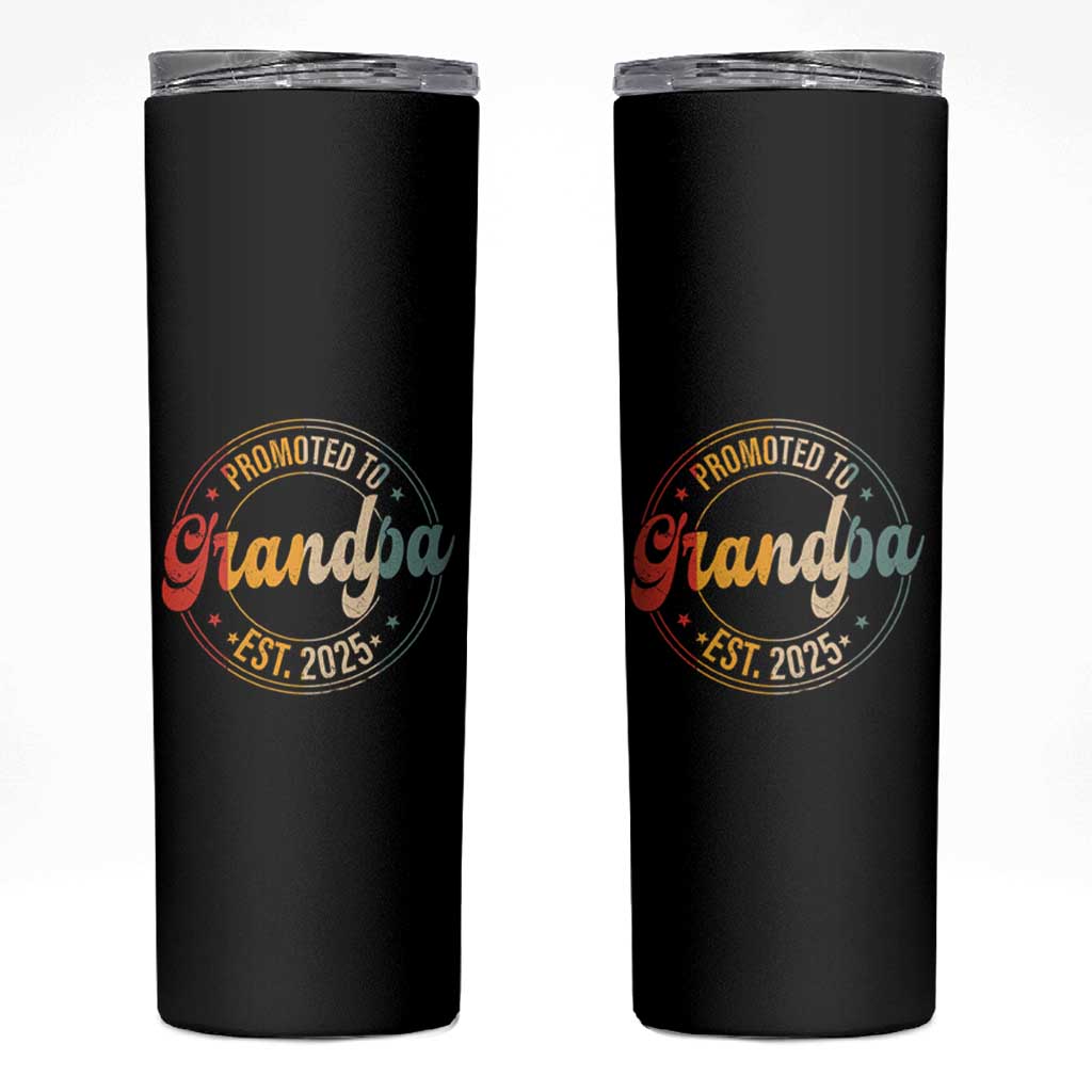 Promoted To Grandpa Skinny Tumbler Est.2025 Vintage Baby Announcement Gifts For Grandparents