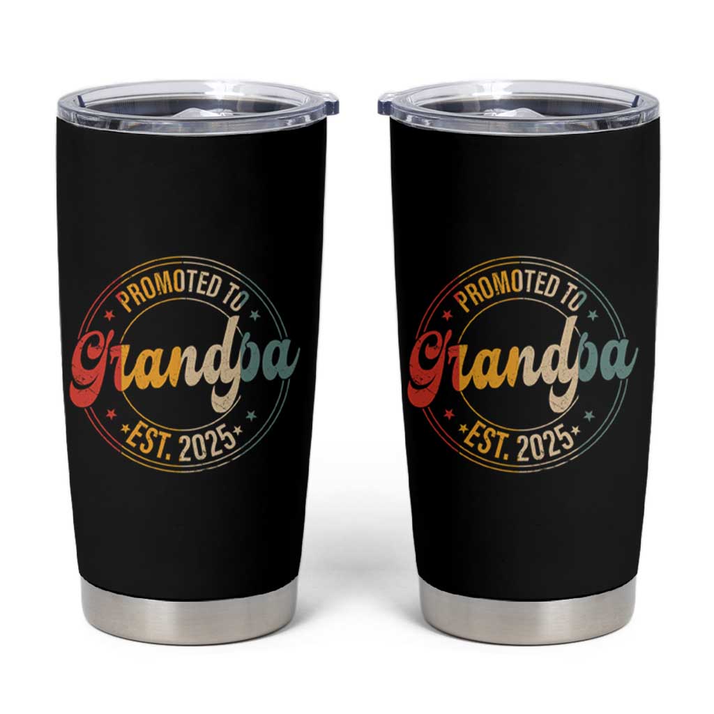 Promoted To Grandpa Tumbler Cup Est.2025 Vintage Baby Announcement Gifts For Grandparents