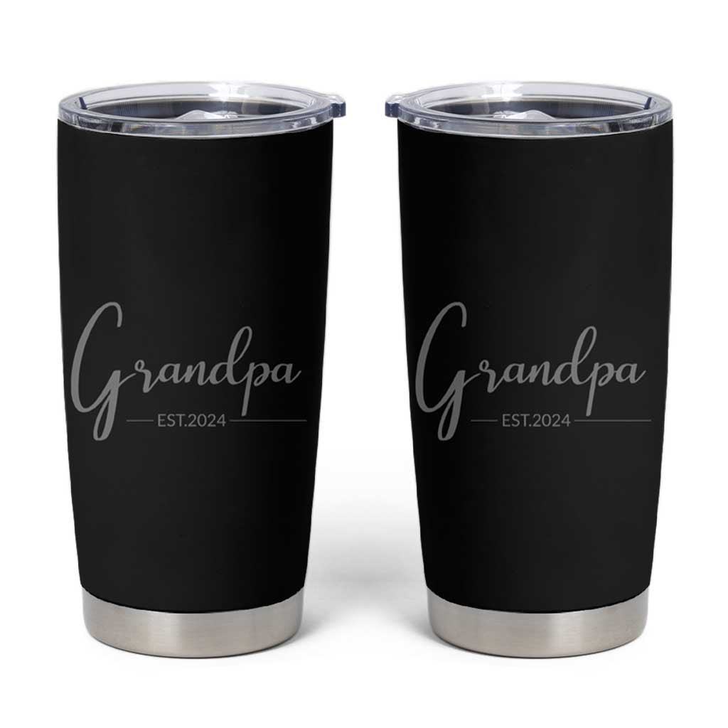 Promoted To Grandpa Tumbler Cup Granddad Est.2024 Pregnancy Announcement Gifts for New Grandparents