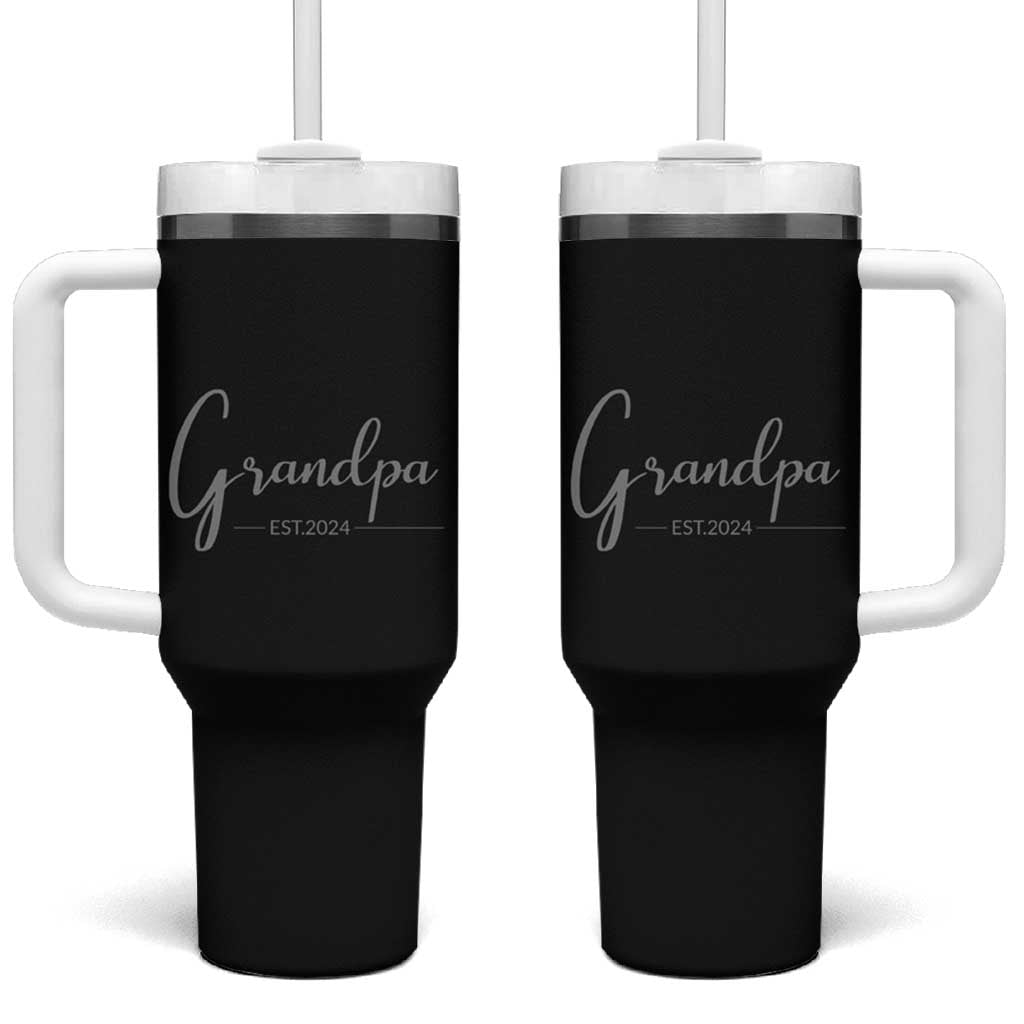 Promoted To Grandpa Tumbler With Handle Granddad Est.2024 Pregnancy Announcement Gifts for New Grandparents