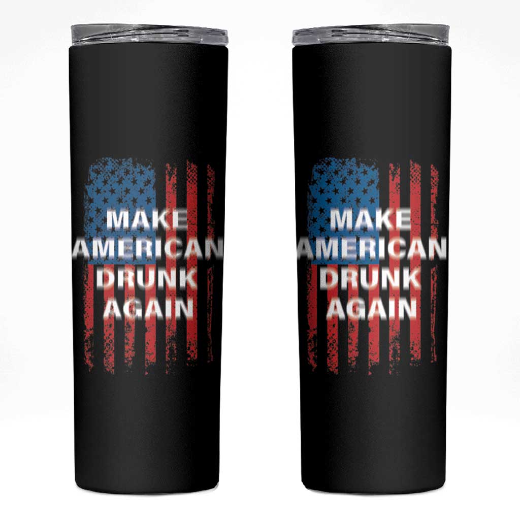 Funny Beer Alcohol Drunk Skinny Tumbler Make America Drunk Again American Flag USA 4th July