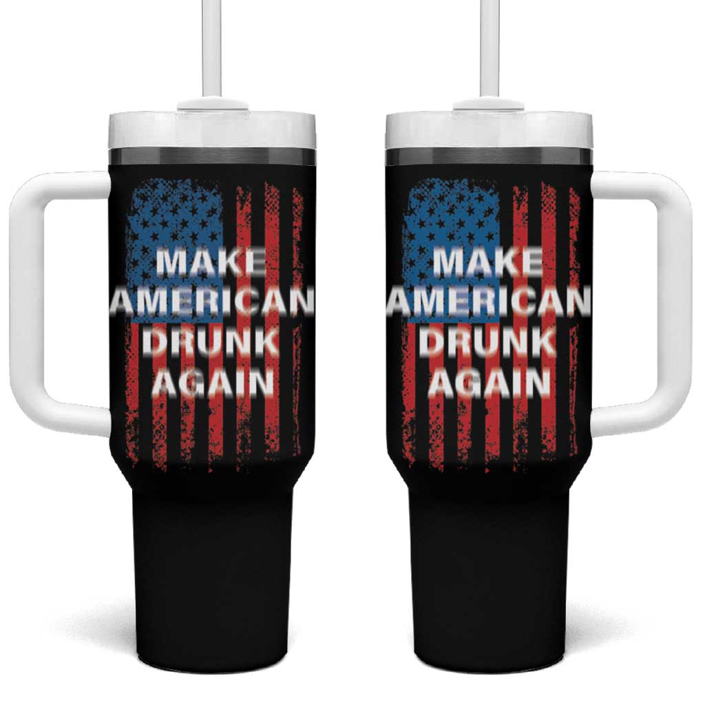 Funny Beer Alcohol Drunk Tumbler With Handle Make America Drunk Again American Flag USA 4th July