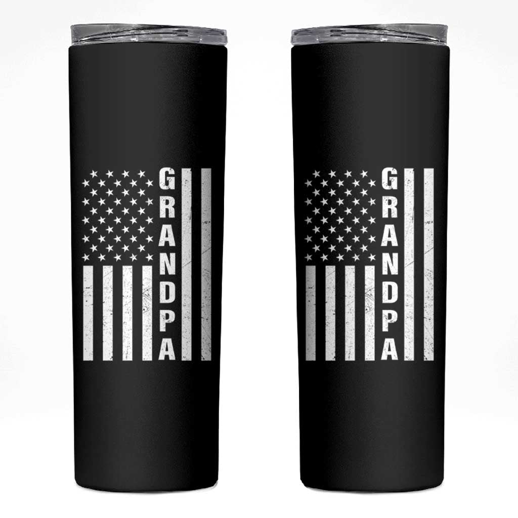 Grandpa Skinny Tumbler Vintage American Flag Fathers Day