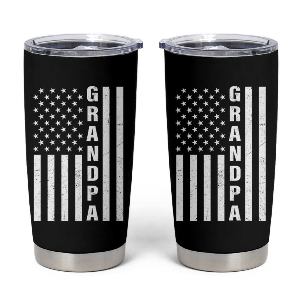 Grandpa Tumbler Cup Vintage American Flag Fathers Day