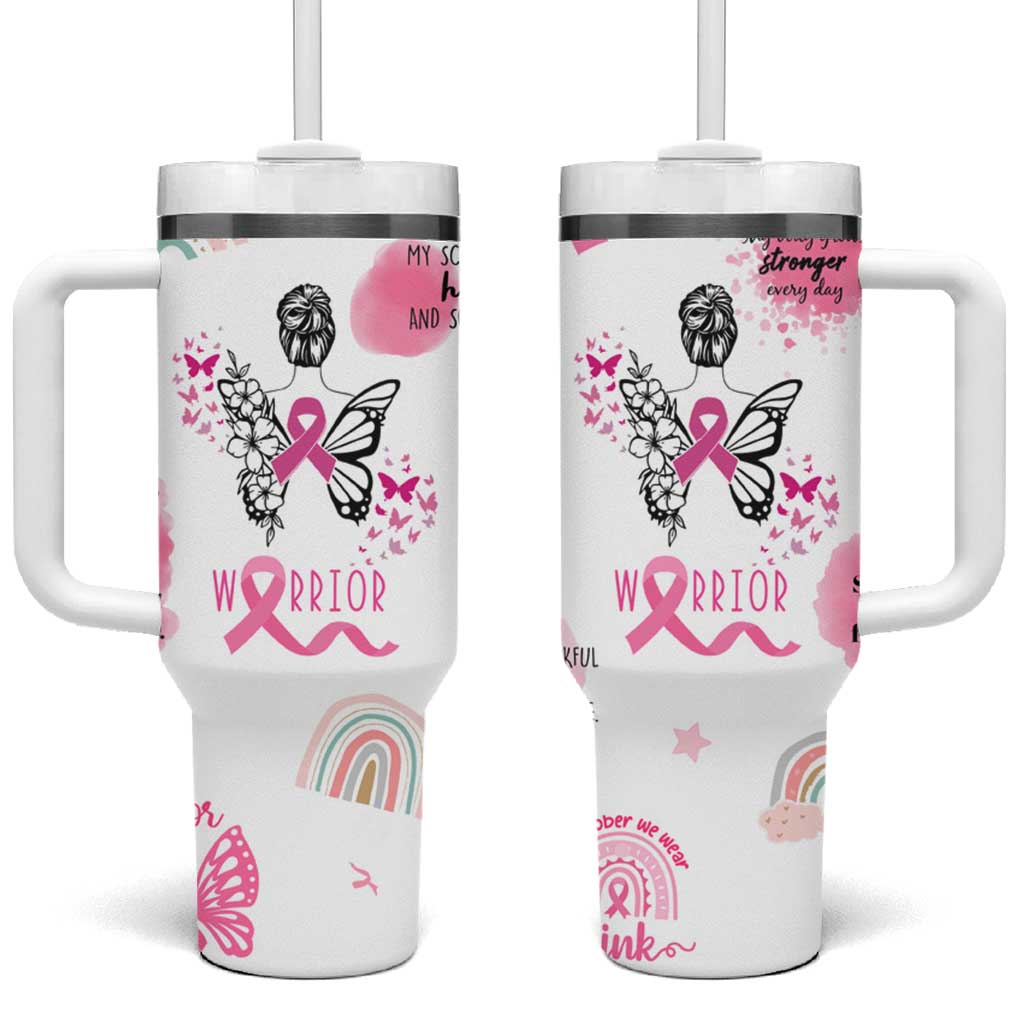 Breast Cancer Survivor Tumbler With Handle With Inspirational Words Get Well Soon Gifts