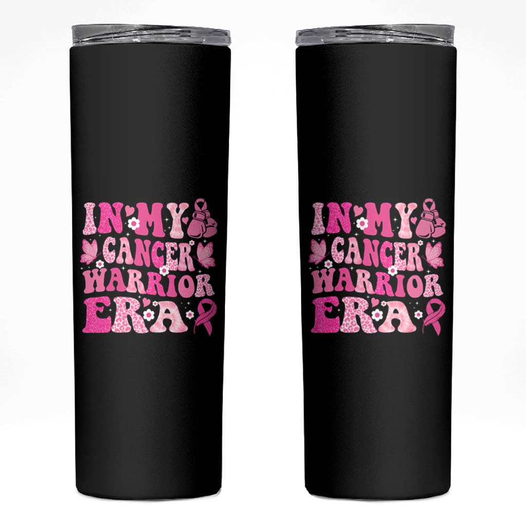 Breast Cancer Survivor Skinny Tumbler Pink Ribbon In My Cancer Warrior Era Groovy