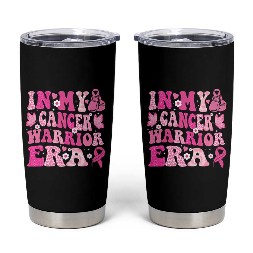 Breast Cancer Survivor Tumbler Cup Pink Ribbon In My Cancer Warrior Era Groovy