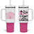 Breast Cancer Awareness Tumbler With Handle Pink Ribbon My God is Stronger Than Cancer Christian Gift