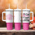 Breast Cancer Awareness Tumbler With Handle Pink Ribbon My God is Stronger Than Cancer Christian Gift