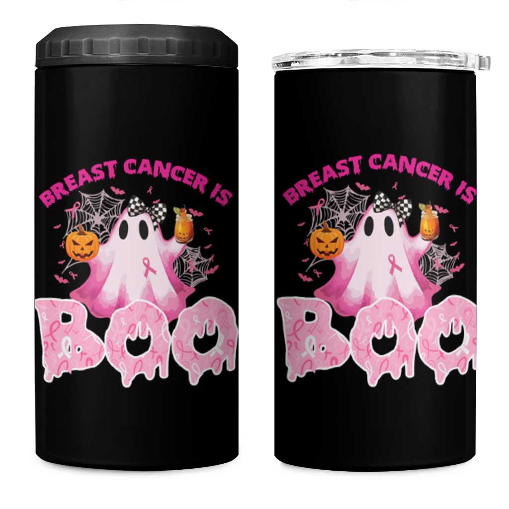 Breast Cancer Awareness 4 in 1 Can Cooler Tumbler Pink Ribbon Boojee Halloween Support The Fighters - Wonder Print Shop