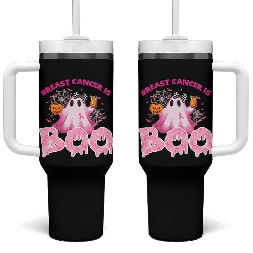 Breast Cancer Awareness Tumbler With Handle Pink Ribbon Boojee Halloween Support The Fighters