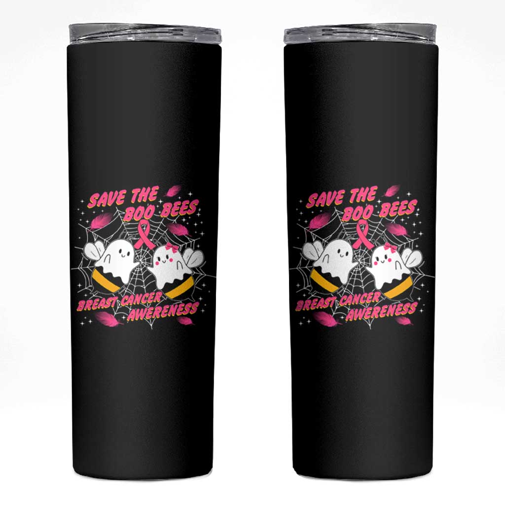 Breast Cancer Halloween Skinny Tumbler Pink Ribbon Save The Boobees Boo Bees