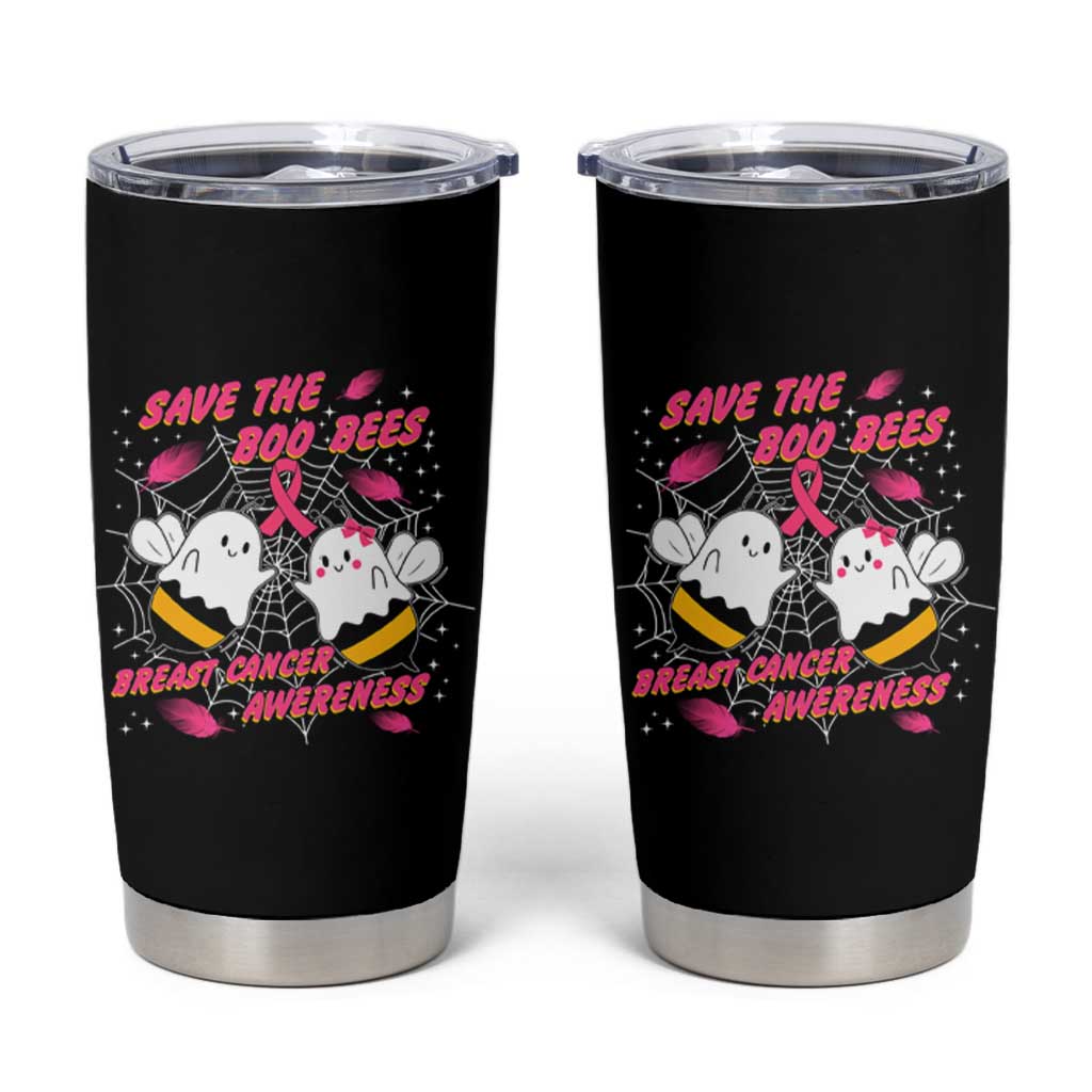 Breast Cancer Halloween Tumbler Cup Pink Ribbon Save The Boobees Boo Bees