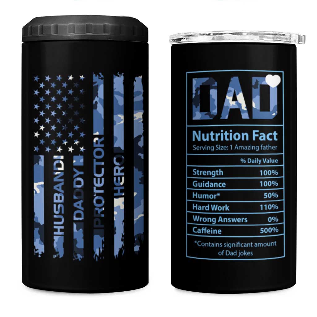 Christmas Gifts for Dad 4 in 1 Can Cooler Tumbler Husband Daddy Protector Hero Fathers Day Camo American Flag - Wonder Print Shop