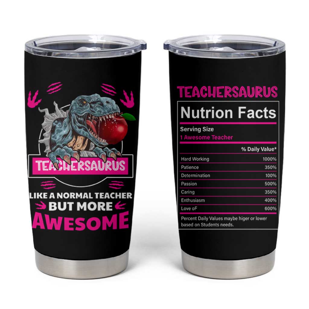 Funny Dinosaur Teacher Tumbler Cup Teachersaurus Like A Normal Teacher But More Awesome