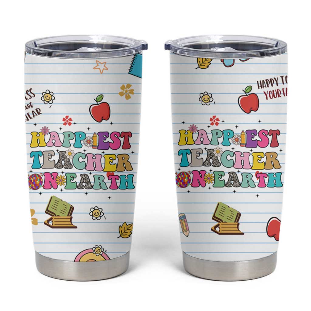 Teacher Appreciation Gifts Tumbler Cup Happiest Teacher On Earth Retro Groovy