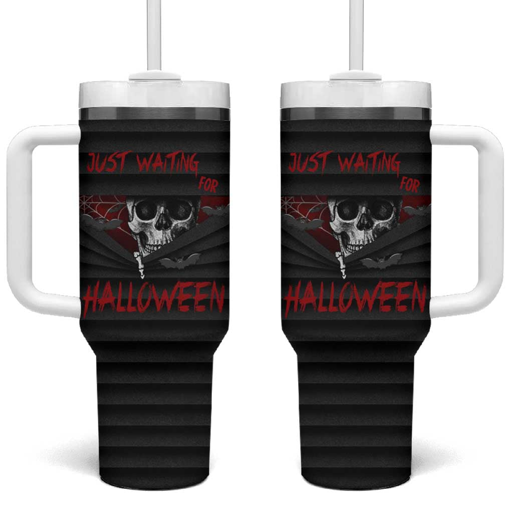 Scary Halloween Skeleton Tumbler With Handle Just Waiting for Halloween Spooky Spider Web Horror Spooky Decoration