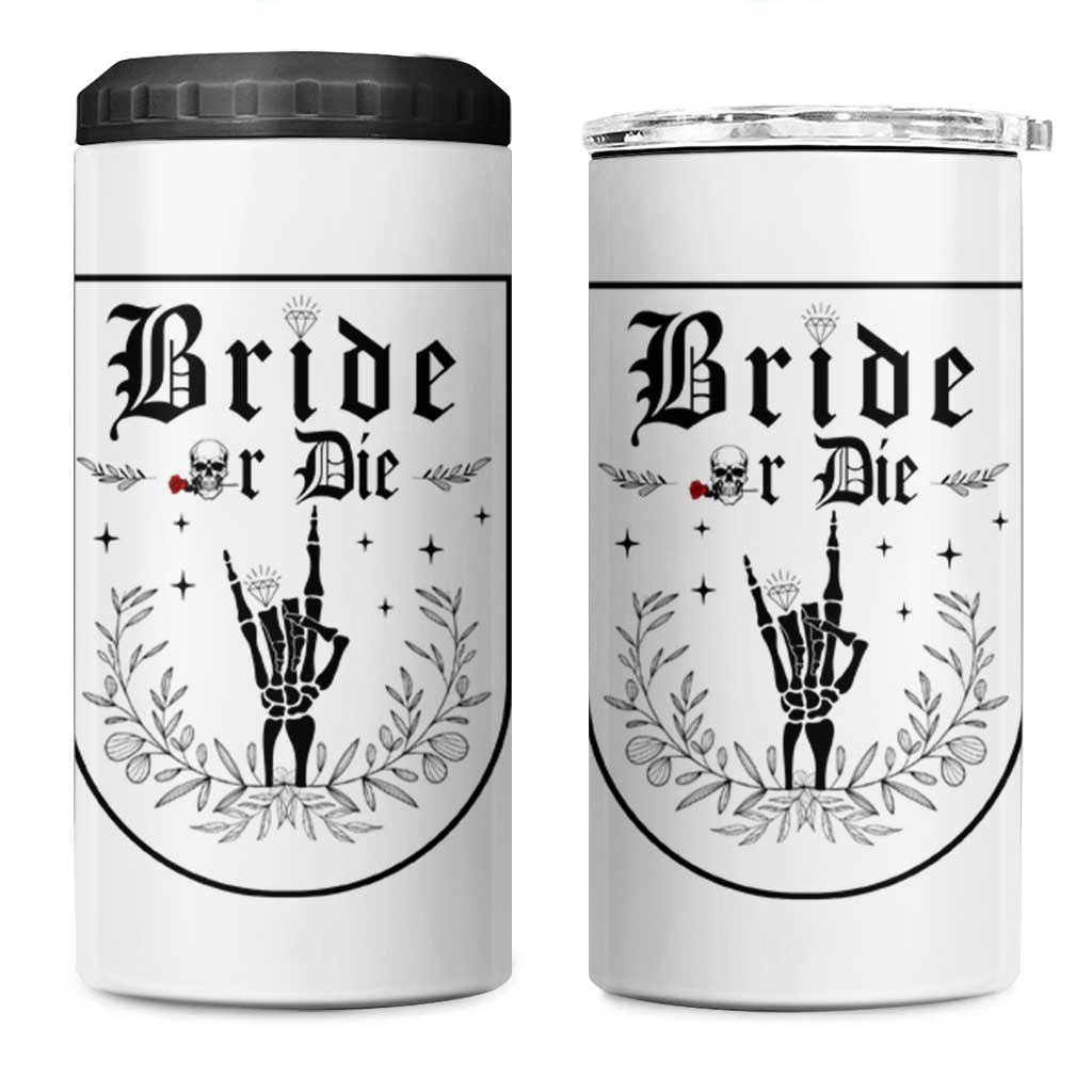 Bachelorette Party Decorations 4 in 1 Can Cooler Tumbler Bride or Die for Bridal Shower Funny Skeleton Hand - Wonder Print Shop