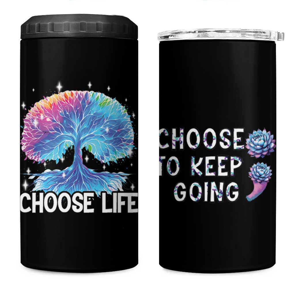 Suicide Prevention Awareness 4 in 1 Can Cooler Tumbler Teal Purple Semicolon Choose Life Support You Matter Therapist Psychologist - Wonder Print Shop