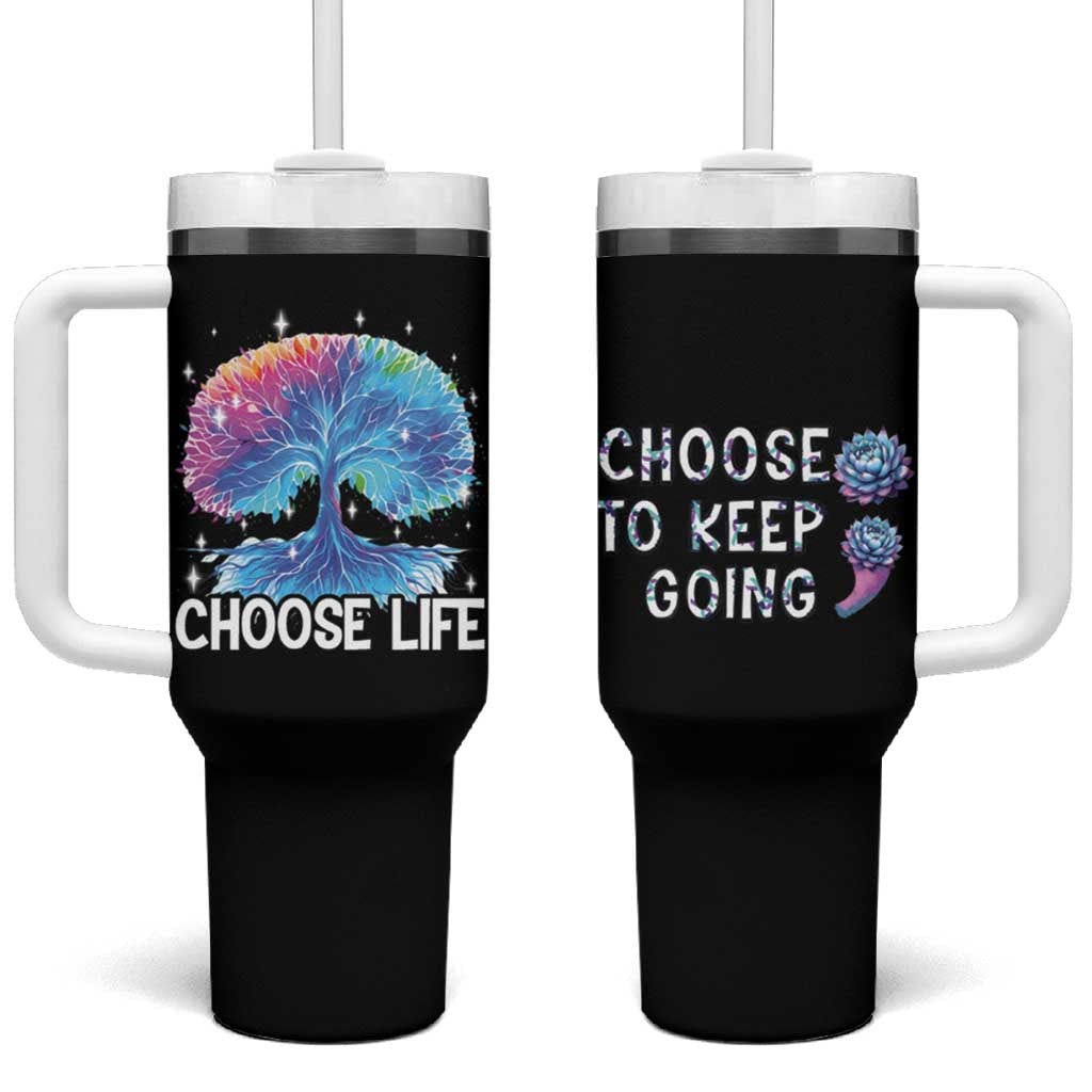 Suicide Prevention Awareness Tumbler With Handle Teal Purple Semicolon Choose Life Support You Matter Therapist Psychologist