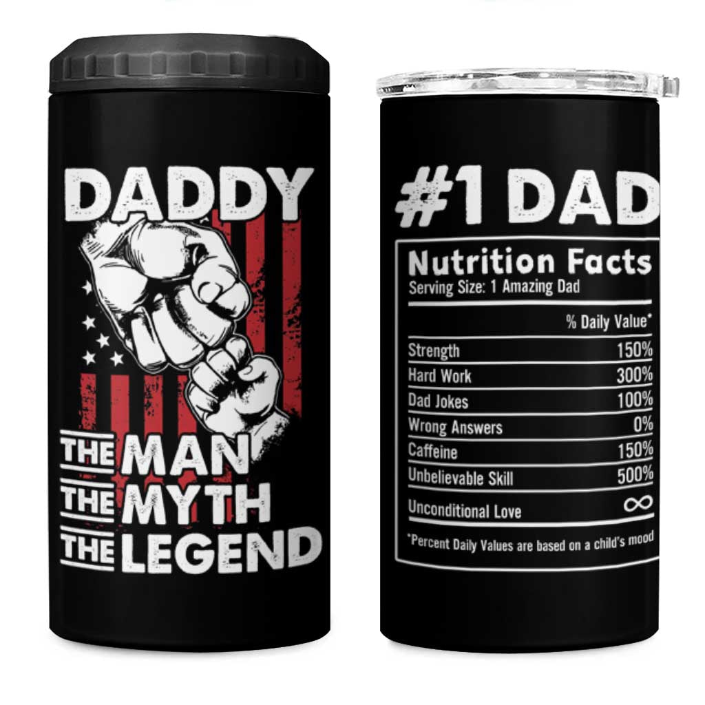 Christmas Gifts for Dad 4 in 1 Can Cooler Tumbler Daddy The Man The Myth The Legend American Flag Father's Day - Wonder Print Shop