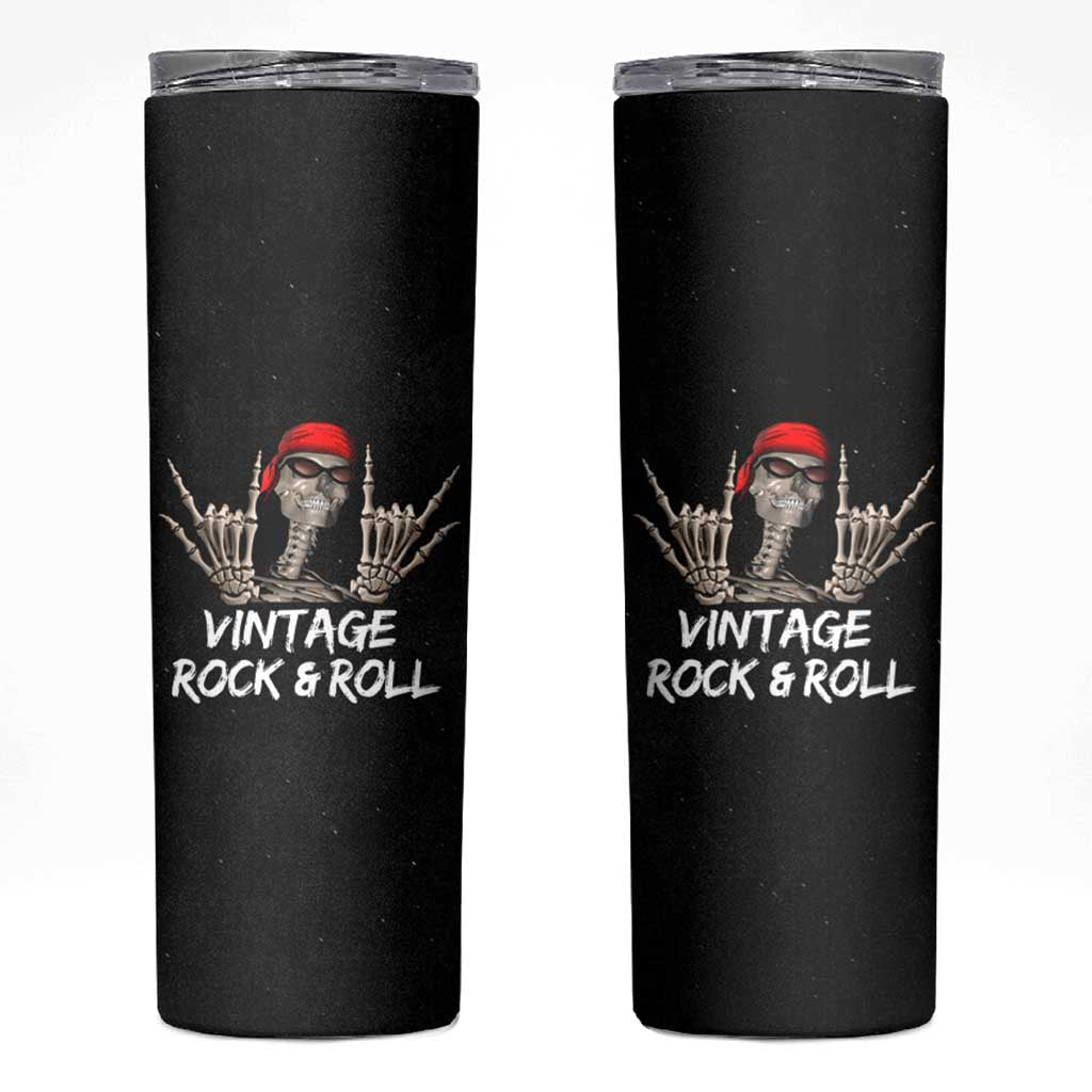 Rocker Skeleton Skinny Tumbler Vintage Hand Rock & Roll Funny Halloween Gifts - Wonder Print Shop