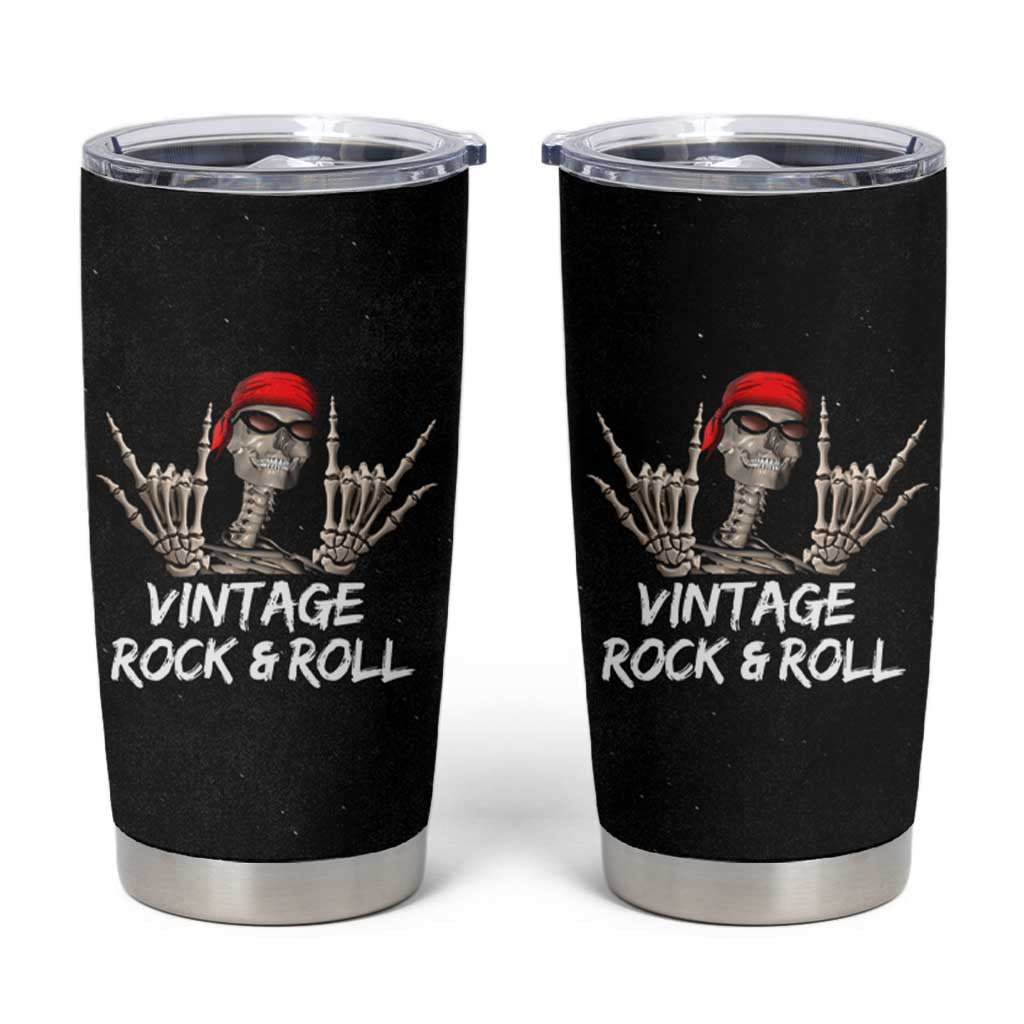 Rocker Skeleton Tumbler Cup Vintage Hand Rock & Roll Funny Halloween Gifts - Wonder Print Shop