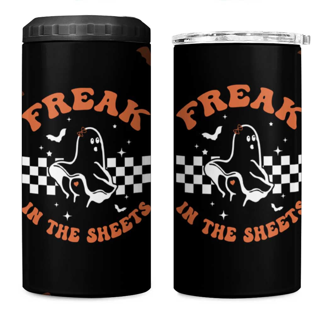 Funny Halloween Ghost 4 in 1 Can Cooler Tumbler Freak in the Sheets Spooky Vibes - Wonder Print Shop