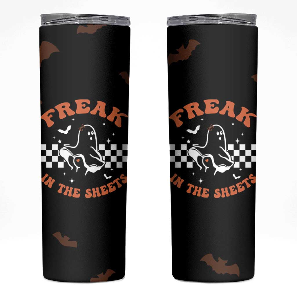 Funny Halloween Ghost Skinny Tumbler Freak in the Sheets Spooky Vibes - Wonder Print Shop