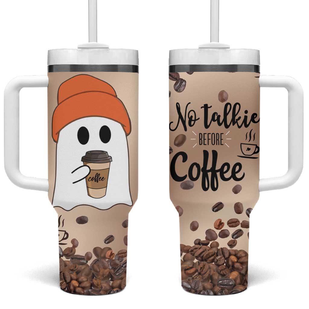 Gnome Drinking Coffee Tumbler With Handle Funny Halloween Coffee Lover - Wonder Print Shop