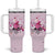 Pink Ghost Halloween Tumbler With Handle Funny Breast Cancer Ribbon