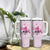 Pink Ghost Halloween Tumbler With Handle Funny Breast Cancer Ribbon