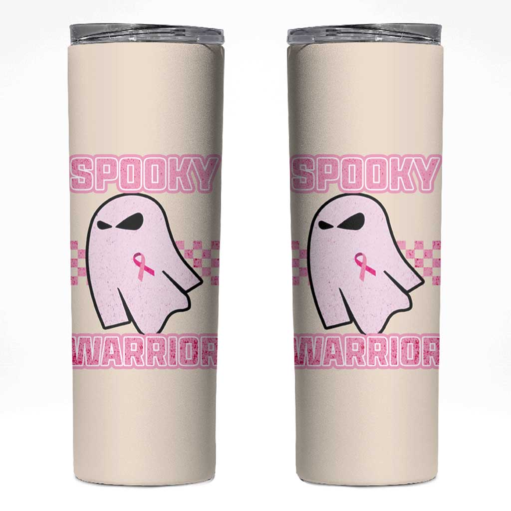 Breast Cancer Awareness Skinny Tumbler Pink Ribbon Boojee Halloween Spooky Warriror