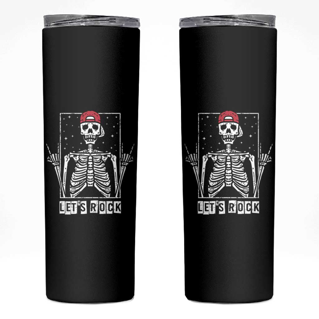 Rock On Skeleton Hand Skinny Tumbler Rock and Roll Horns Up - Wonder Print Shop