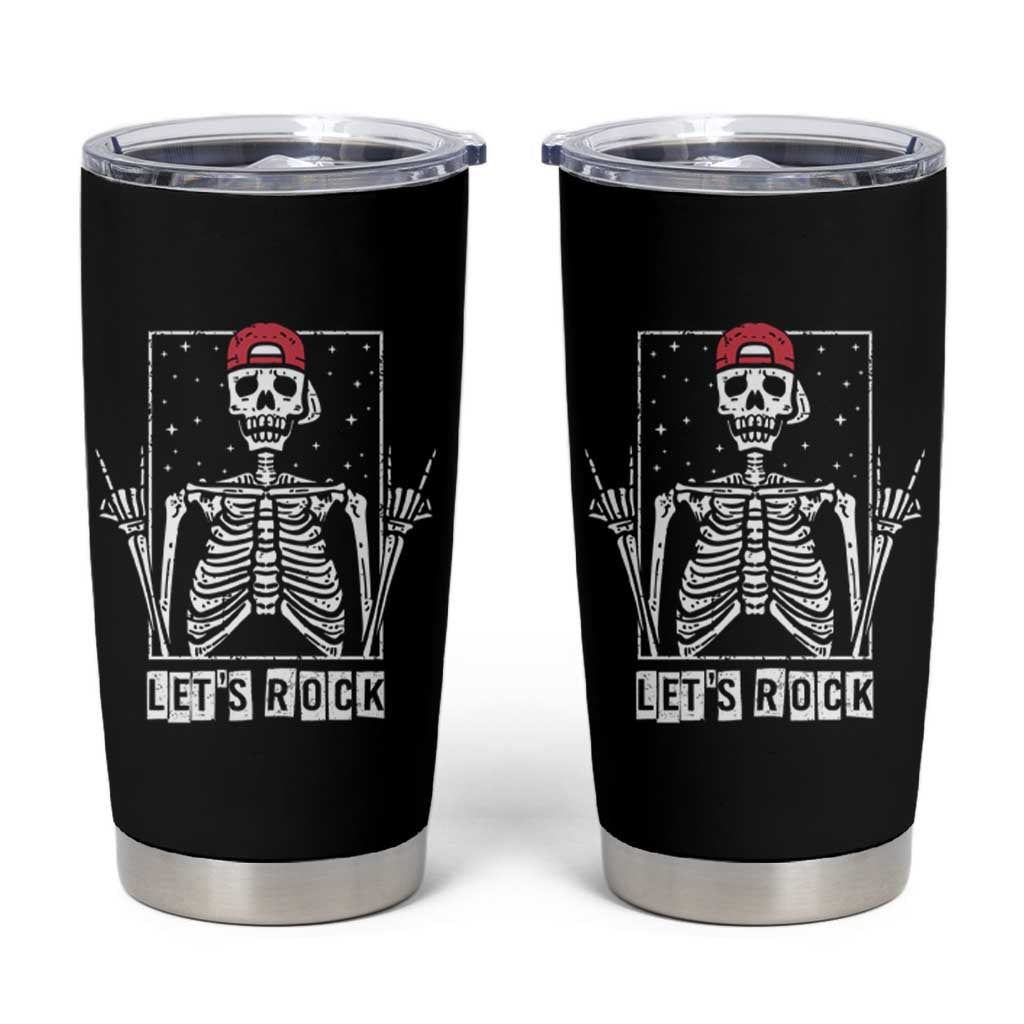 Rock On Skeleton Hand Tumbler Cup Rock and Roll Horns Up - Wonder Print Shop