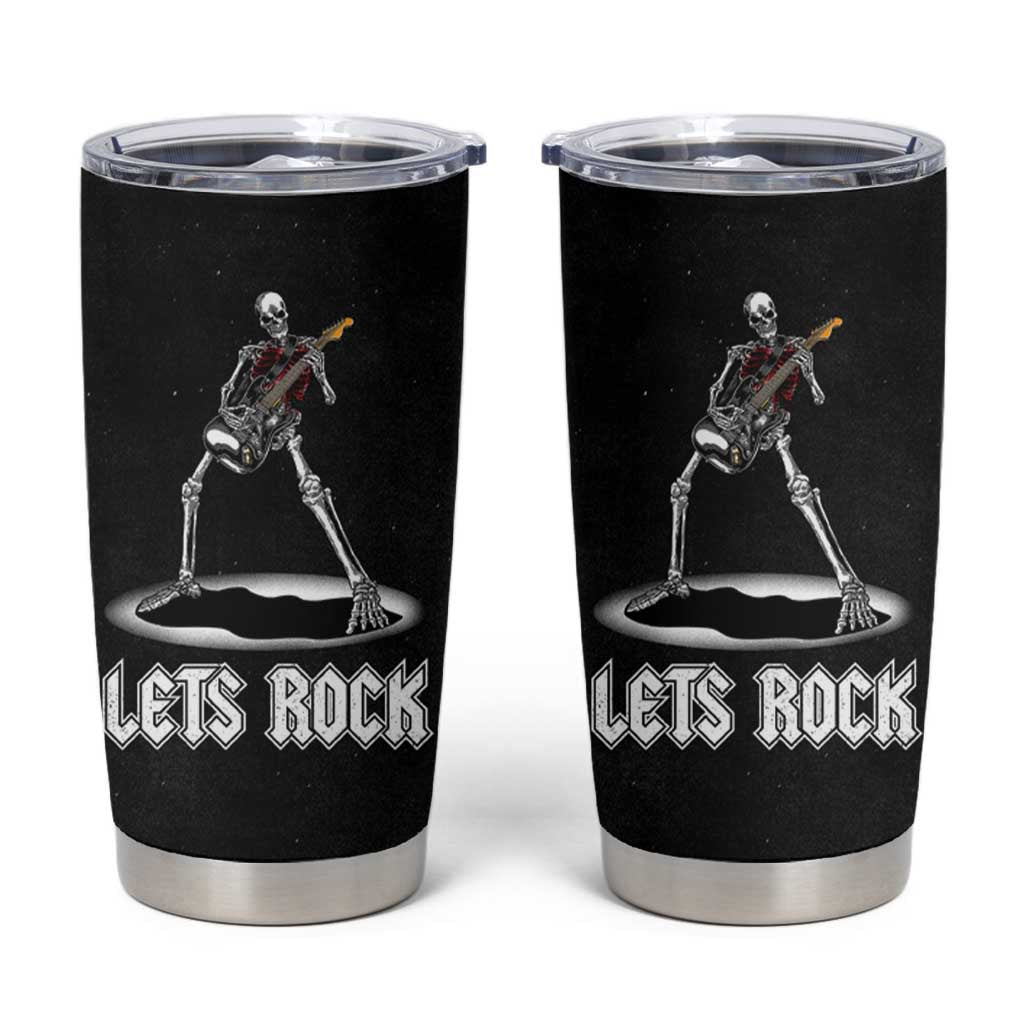 Skeleton Guitar Guy Tumbler Cup Let's Rock And Roll Band Rock On Vintage Rocker Funny Halloween Gifts - Wonder Print Shop