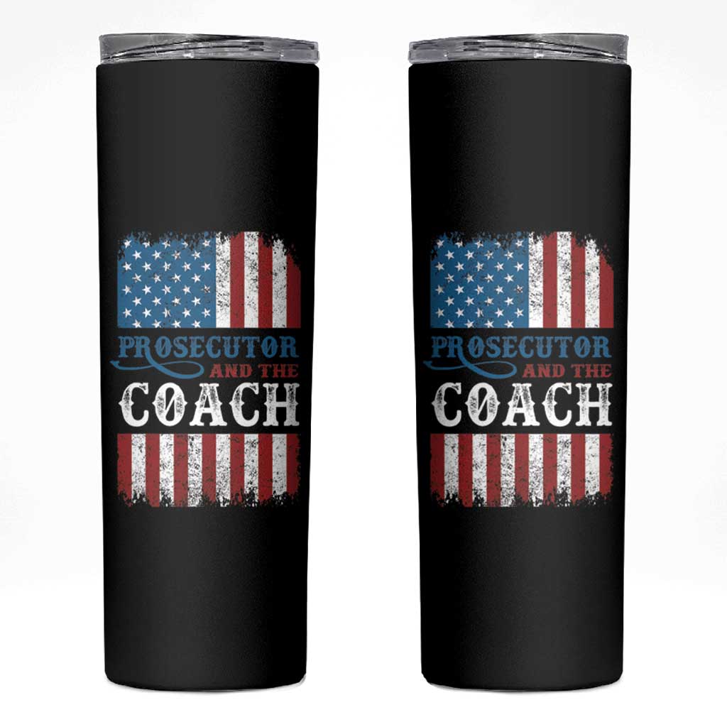 Harris Walz Skinny Tumbler Prosecutor And The Coach 2024 Vintage American Flag