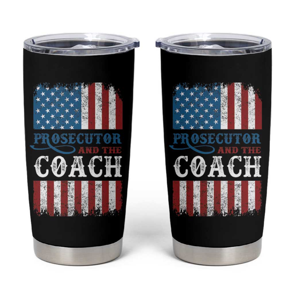 Harris Walz Tumbler Cup Prosecutor And The Coach 2024 Vintage American Flag