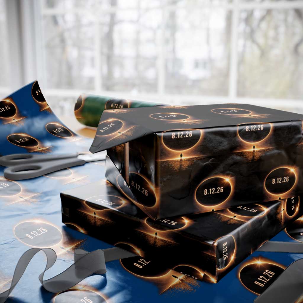 Total Solar Eclipse 2026 Wrapping Paper Roll August 12th Totality Gift