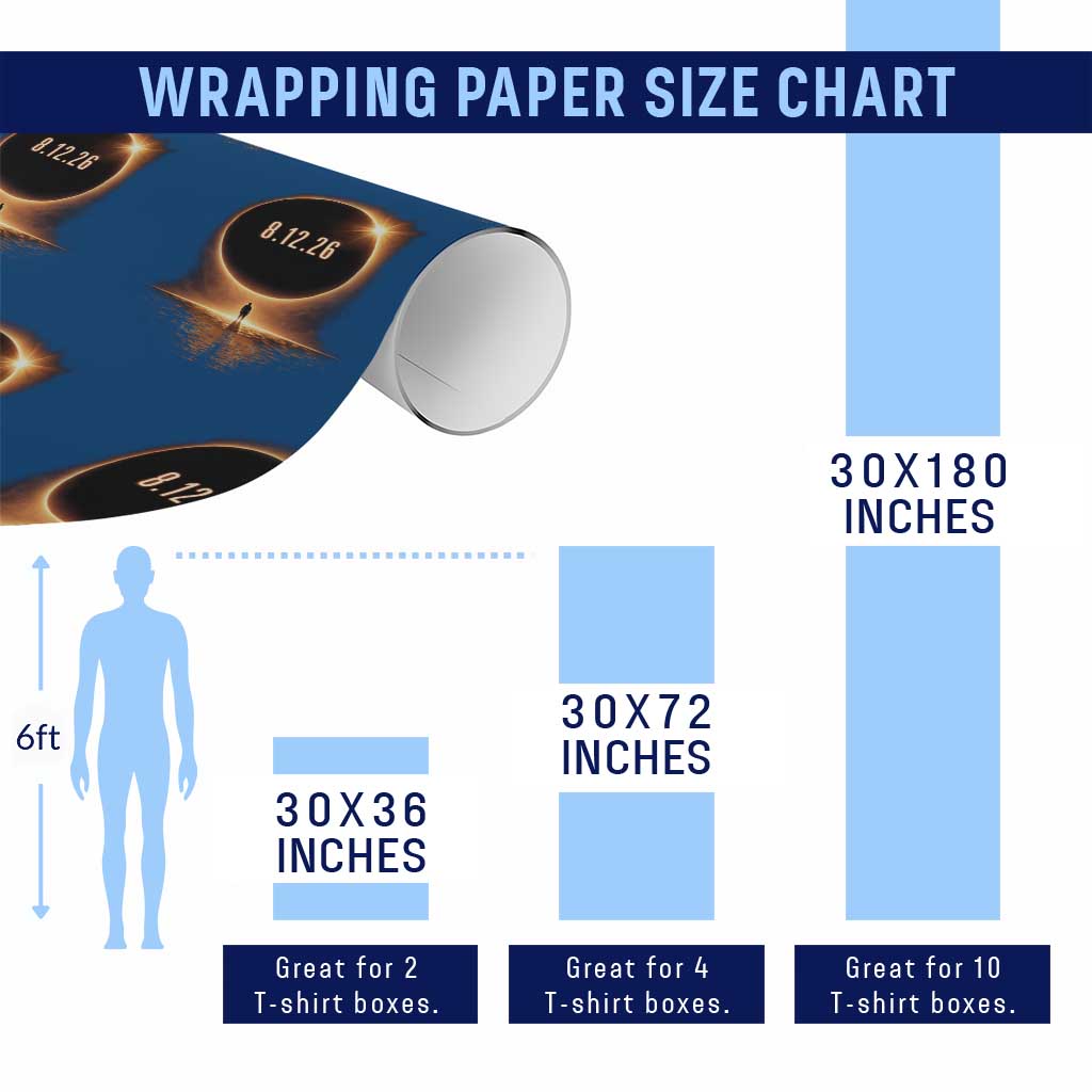 Total Solar Eclipse 2026 Wrapping Paper Roll August 12th Totality Gift