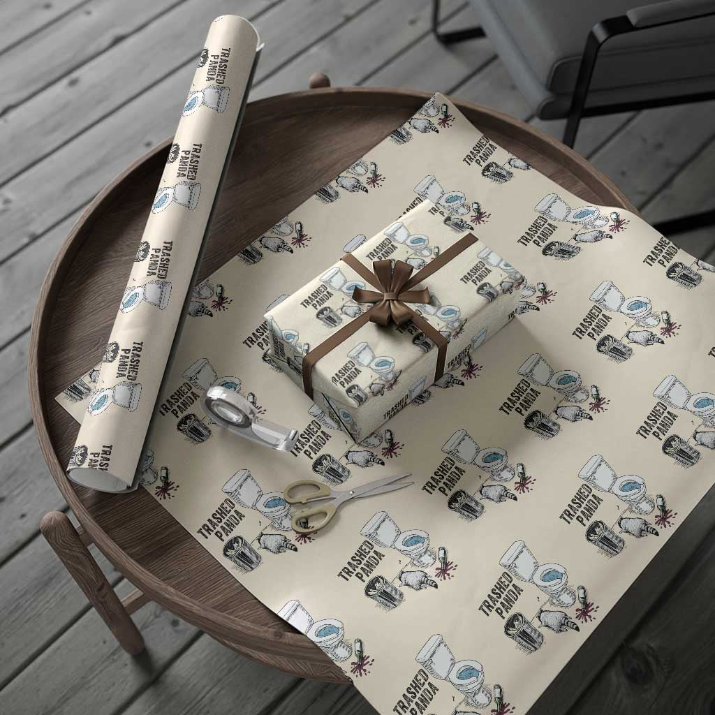Trashed Panda Wrapping Paper Roll Funny Drunk Racoon Meme - Wonder Print Shop