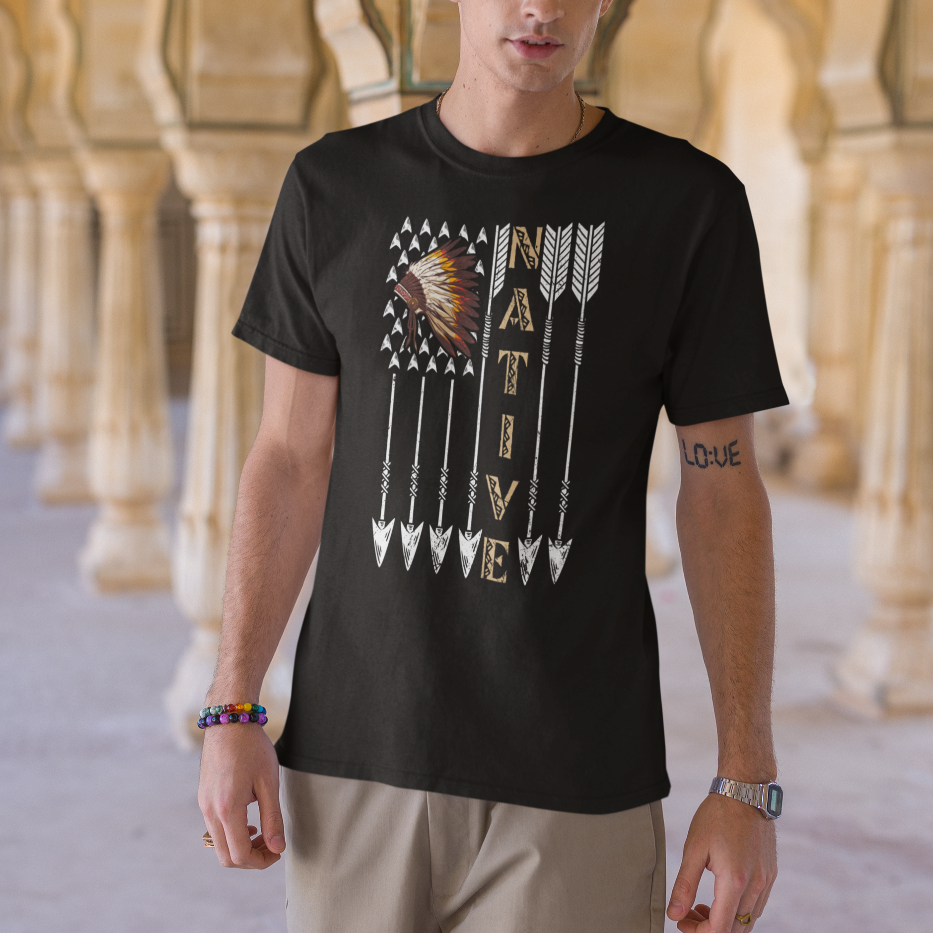 Native American T Shirt Indigenous American Indian Feather Headdress - Wonder Print Shop