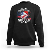 Black Christmas soccer sweatshirt with front graphic text "It's Called Soccer"