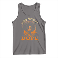 Dark gray women's tank top with 'DOPE' graphic